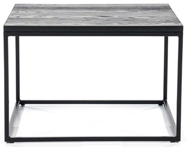 Stolik kawowy dębowy czarny nogi metalowe 60x60 cm – obraz-1