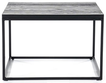 Stolik kawowy dębowy czarny nogi metalowe 60x60 cm – obraz-1