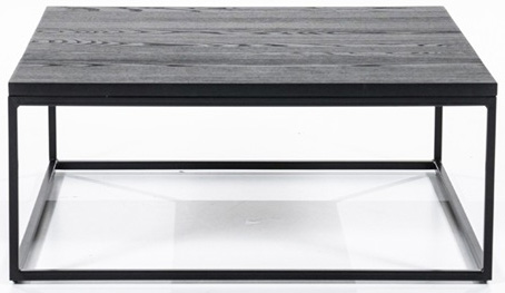 Stolik kawowy dębowy czarny nogi metalowe 80x80 cm – obraz-1