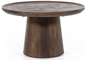 Stolik kawowy okrągły z drewna mango brązowy Ø66xH39 cm – obraz-1