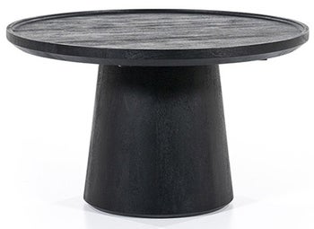 Stolik kawowy okrągły z drewna mango czarny Ø66xH39 cm – obraz-1