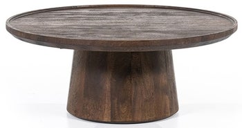 Stolik kawowy okrągły z drewna mango brązowy Ø80xH32 cm – obraz-1