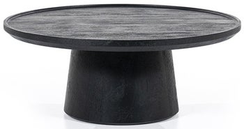 Stolik kawowy Ron Ø80xH32 cm czarny - drewno mango – obraz-1