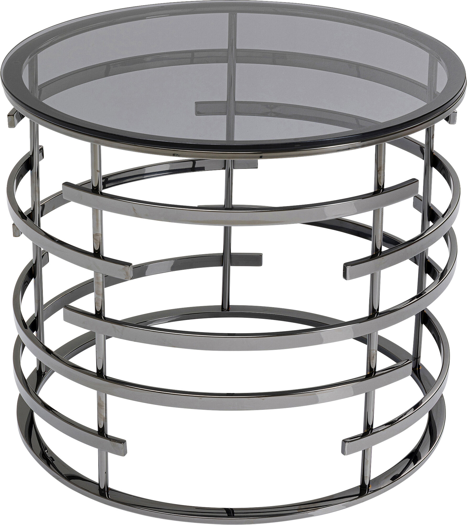 Stolik kawowy okrągły blat szklany podstawa metalowa czarna Ø60x50 cm – obraz-1