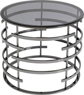 Stolik kawowy okrągły blat szklany podstawa metalowa czarna Ø60x50 cm – obraz-1