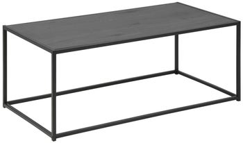 Stolik kawowy prostokątny blat drewniany czarny podstawa metalowa 100x50 cm – obraz-1
