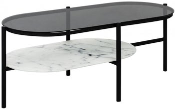 Stolik kawowy Shildon 115x56 cm blat przydymiony szklany – obraz-1