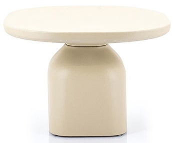 Stolik kawowy okrągły beżowy z aluminium 60x60 cm – obraz-1