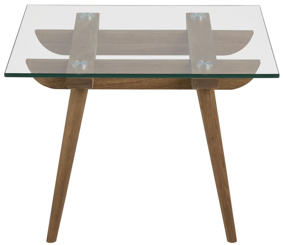 Stolik kawowy Taxi 60x60 cm blat szklany - nogi drewniane – obraz-1