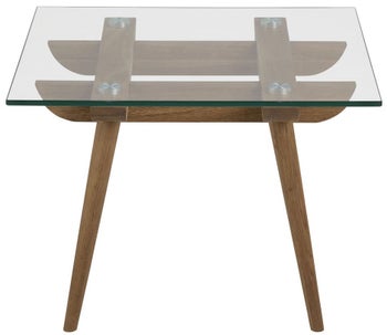 Stolik kawowy Taxi 60x60 cm blat szklany - nogi drewniane – obraz-1