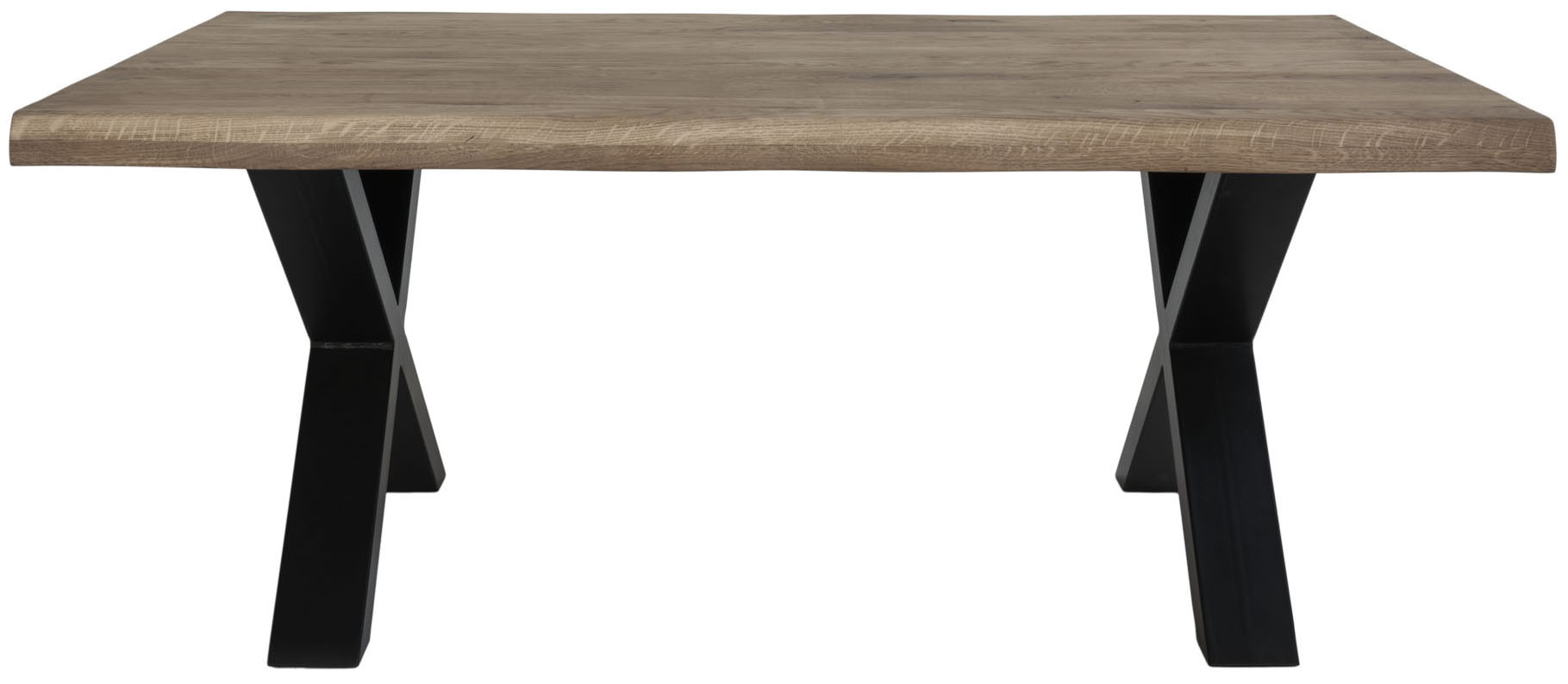 Stolik kawowy prostokątny dębowy szaro-brązowy nogi czarne 120x70 cm – grafika-1.