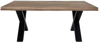 Stolik kawowy prostokątny dębowy szaro-brązowy nogi czarne 120x70 cm – grafika-1.