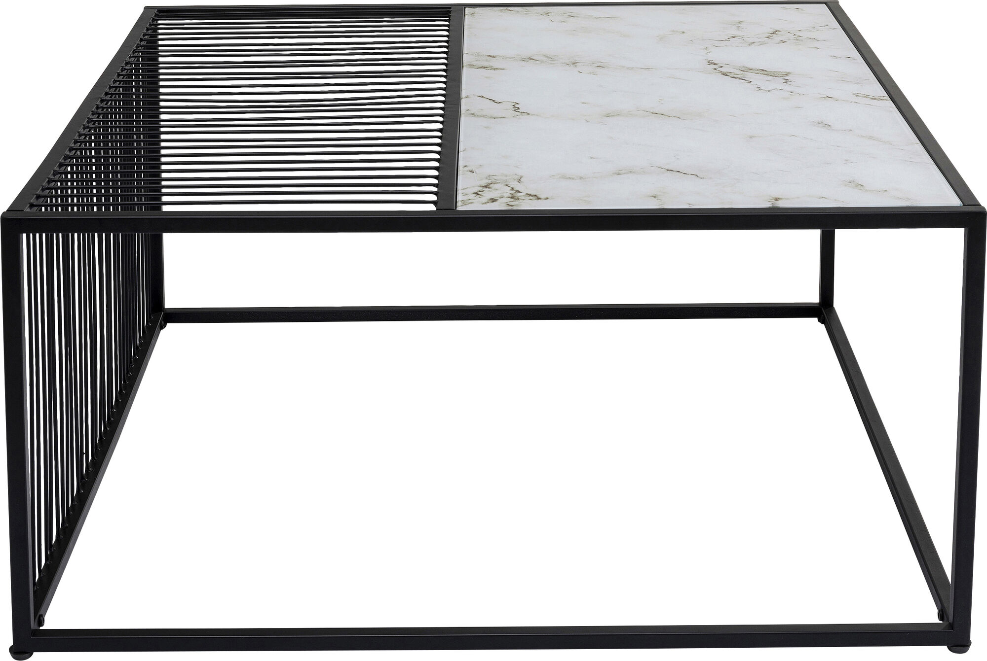 Stolik kawowy kwadratowy biało - czarny 80x80 cm  – obraz-1