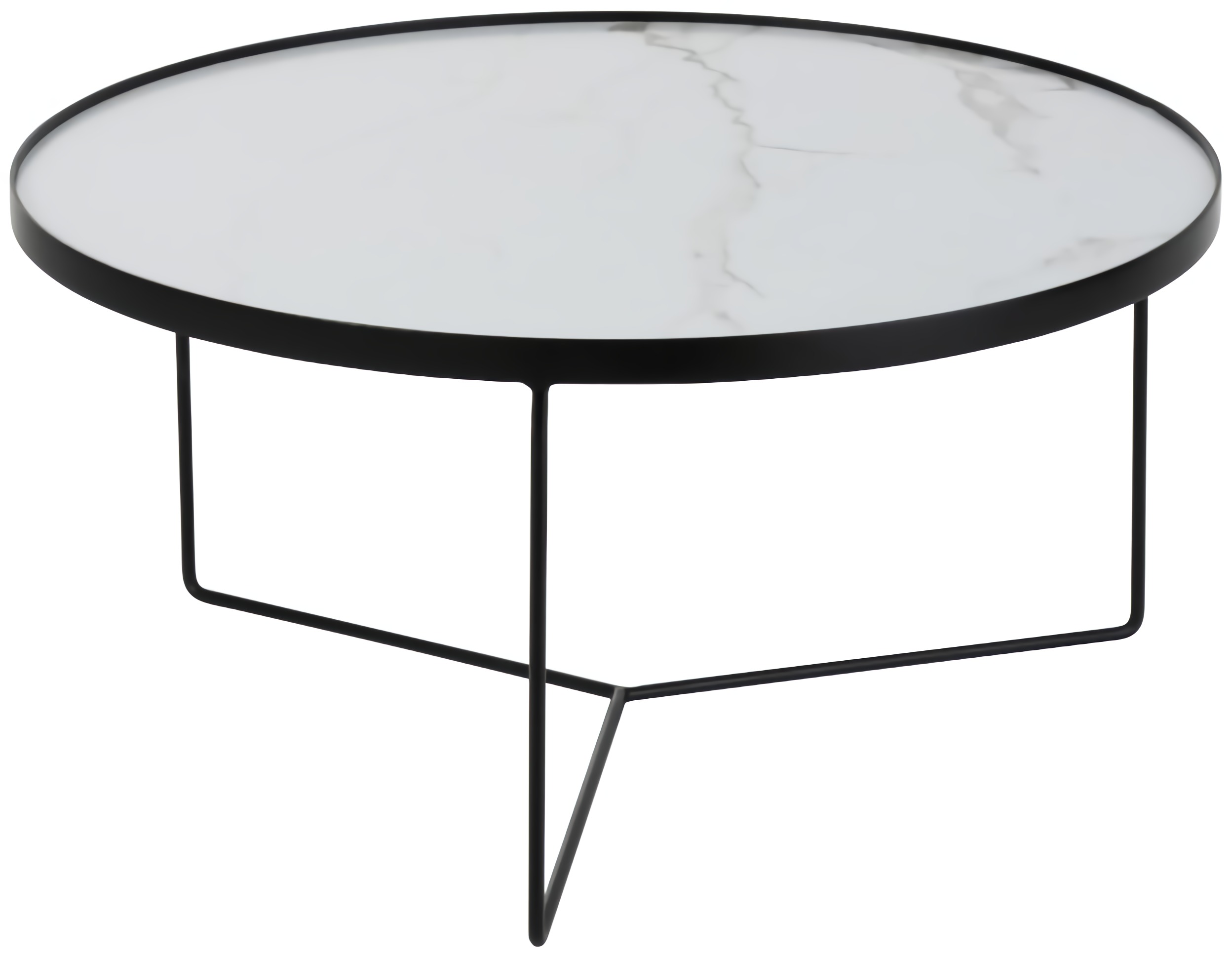 Stolik kawowy ogrodowy metalowy biały Ø80x40 cm – obraz-1