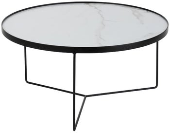 Stolik kawowy ogrodowy metalowy biały Ø80x40 cm – obraz-1
