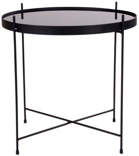 Stolik kawowy okrągły blat szklany nogi metalowe czarne Ø48x48 cm – grafika-1.