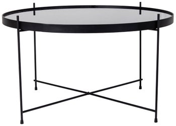 Stolik kawowy okrągły blat szklany nogi metalowe czarne Ø70x40 cm – grafika-1.