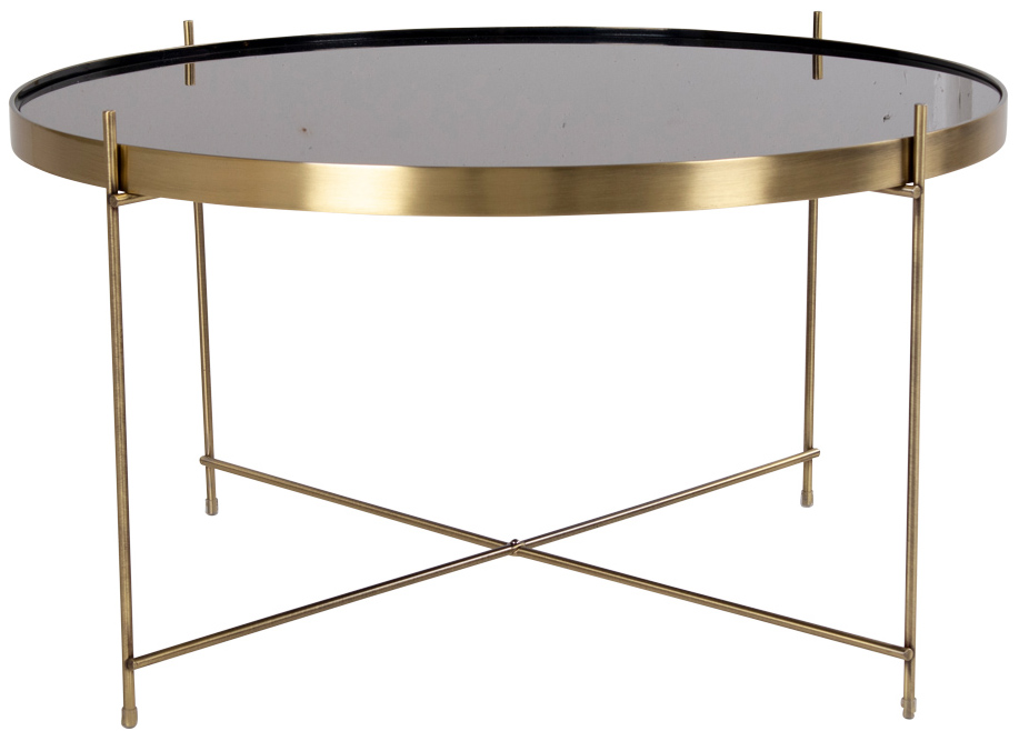 Stolik kawowy okrągły blat szklany nogi metalowe złote Ø70x40 cm – grafika-1.