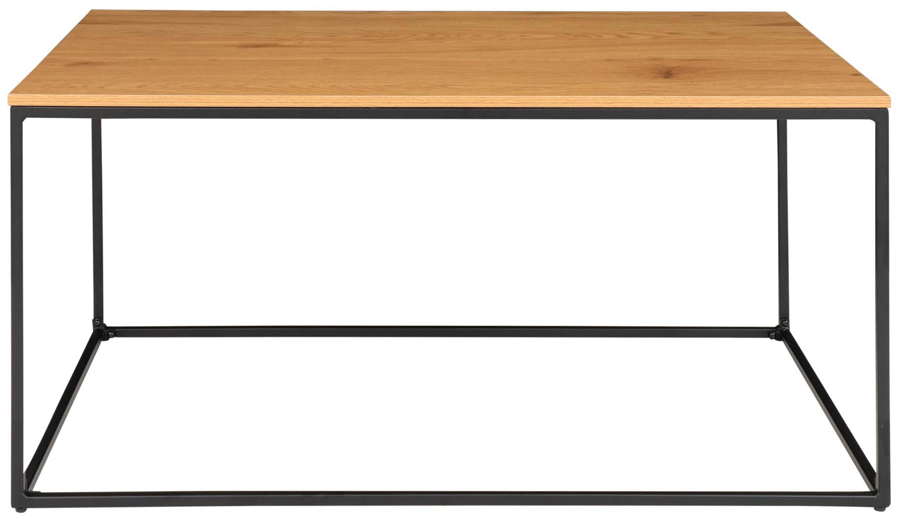 Stolik kawowy prostokątny blat drewniany naturalny podstawa metalowa czarna 90x60 cm – grafika-1.