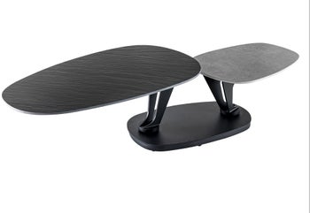 Obrotowy stolik kawowy ceramiczny szary z metalową podstawą – grafika-1.