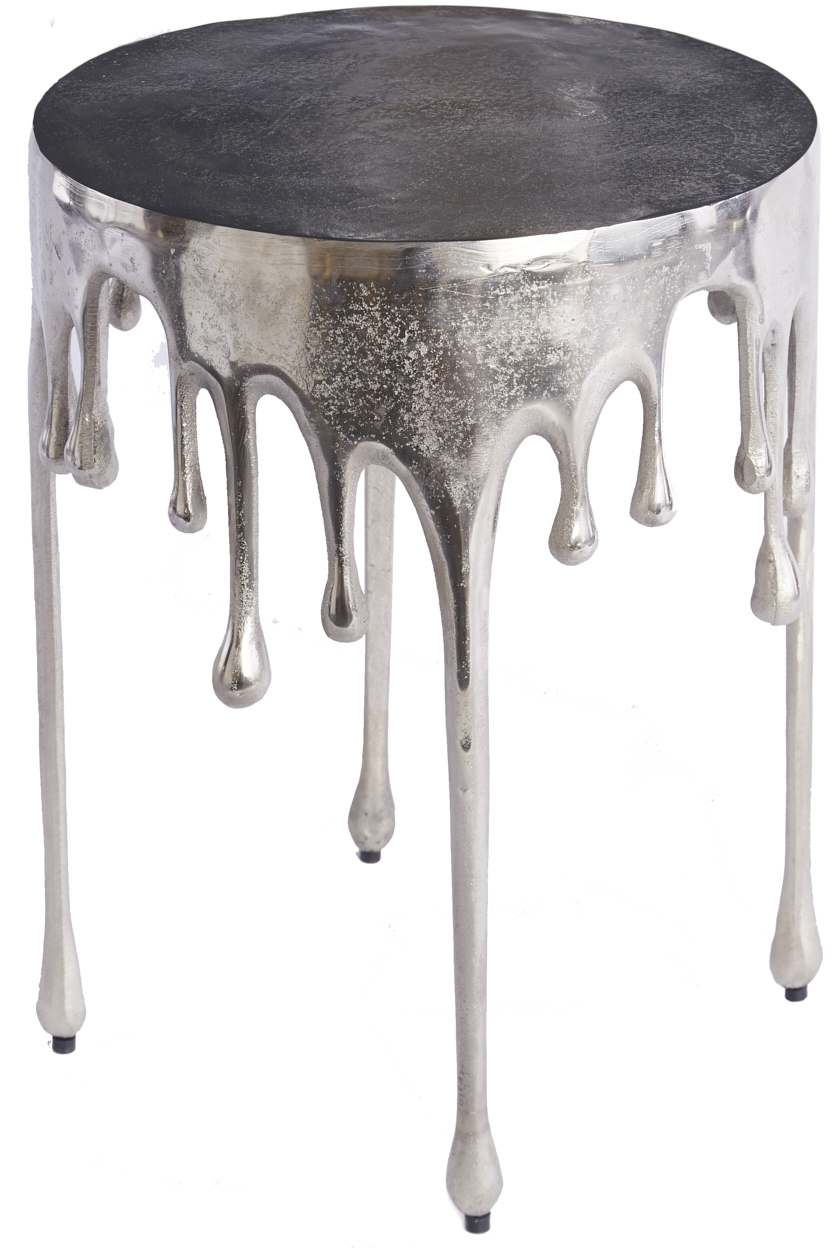 Okrągły stolik kawowy z aluminium w stylu nowoczesnym srebrny Ø37xH51 cm – grafika-1.