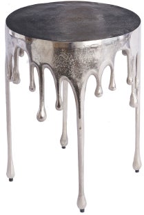 Okrągły stolik kawowy z aluminium w stylu nowoczesnym srebrny Ø37xH51 cm – grafika-1.