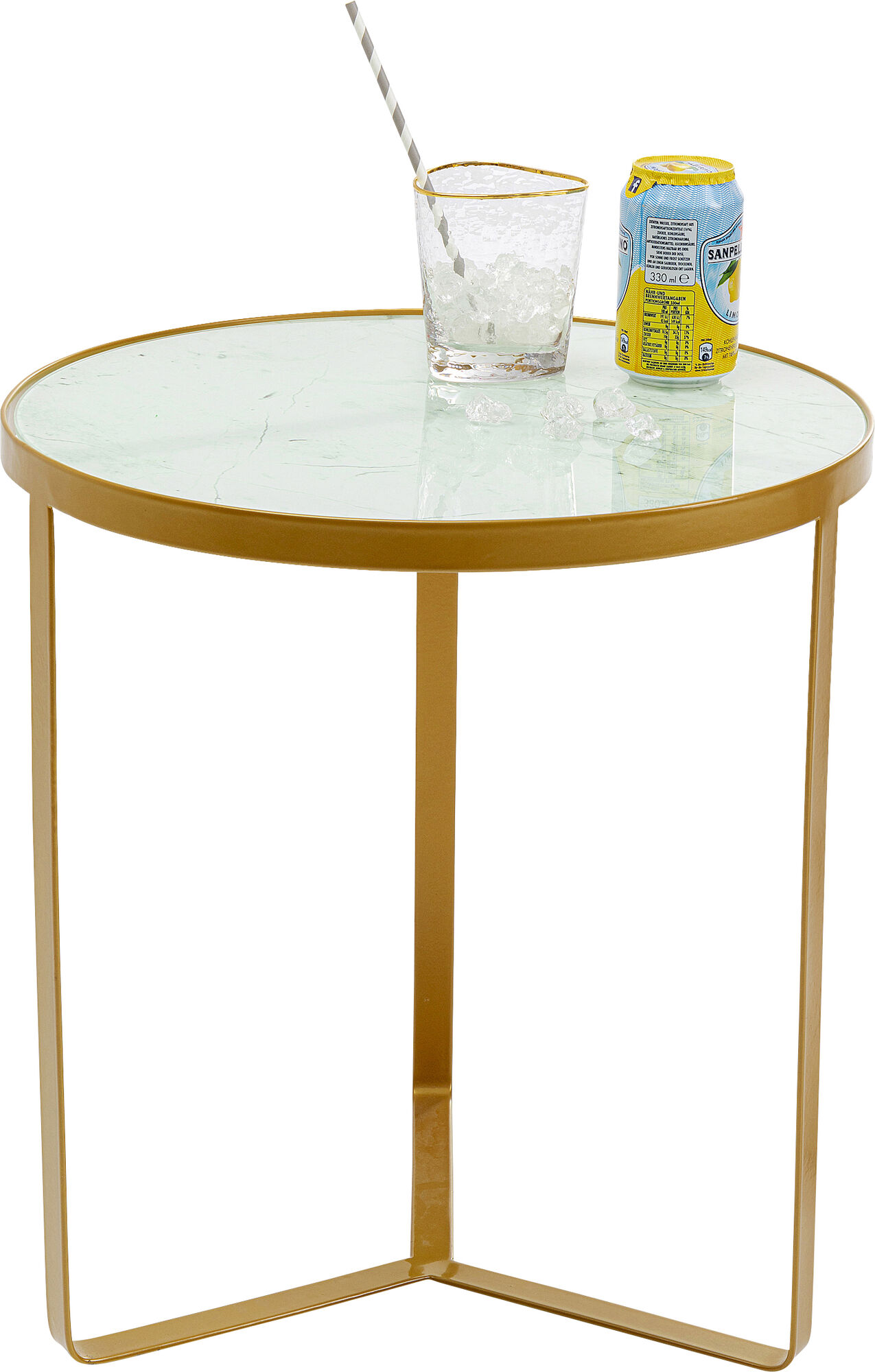 Sidebord Marmor Gull - Rundt Bord i Marmor finish/Gull Ø45 – bilde-1.