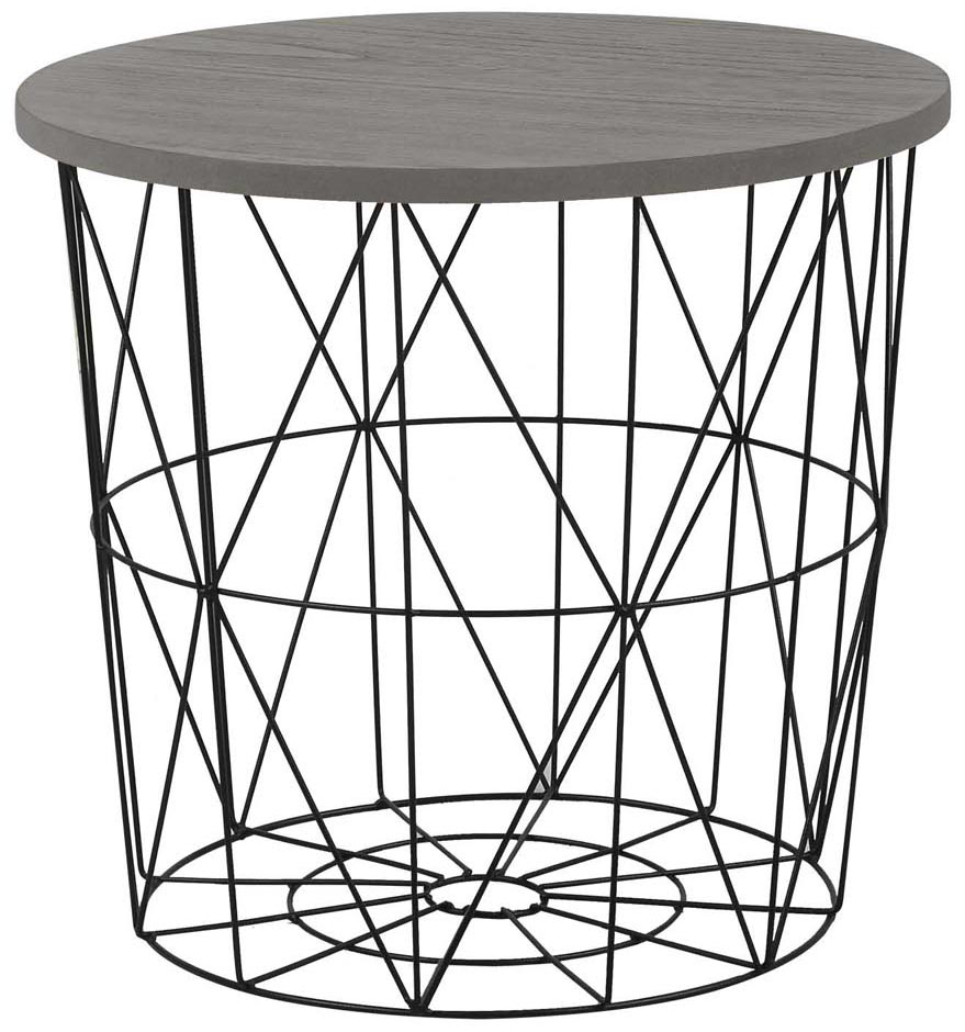 Stolik Mariffa Ø42 cm czarny - blat popielaty – obraz-1