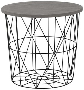 Stolik Mariffa Ø42 cm czarny - blat popielaty – obraz-1