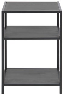 Stolik nocny drewniany stelaż metalowy czarny 3 półki 42x35 cm – obraz-1
