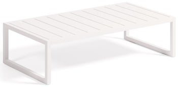 Stolik ogrodowy 114x60 cm aluminium biały – obraz-1