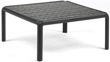 Stolik ogrodowy Komodo 70x70 cm antracytowy - blat szklany – obraz-1