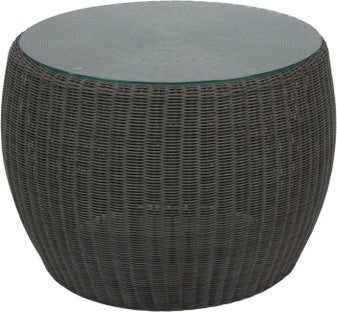 Stolik ogrodowy okrągły wiklinowy kolor czarny rama z aluminium Ø58cm – obraz-1