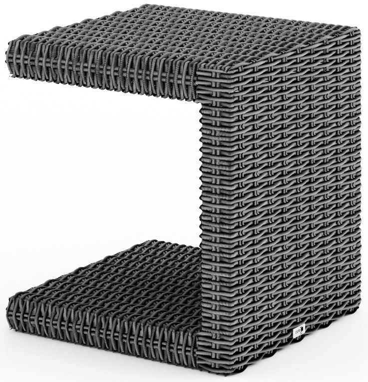 Stolik ogrodowy tworzywo sztuczne pleciony szary 40 x 55 cm – obraz-1