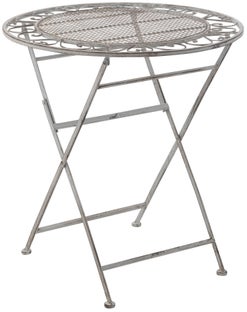 Stolik ogrodowy rozkładany metal szary 70 x 75 cm – obraz-1