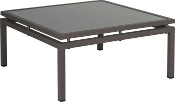 Stolik ogrodowy szklany kolor ciemny szary nogi aluminiowe antracytowe 75x75cm – obraz-1