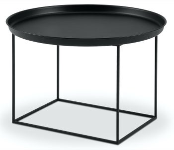 Stolik ogrodowy okrągły metal czarny 63 x 42 cm – obraz-1