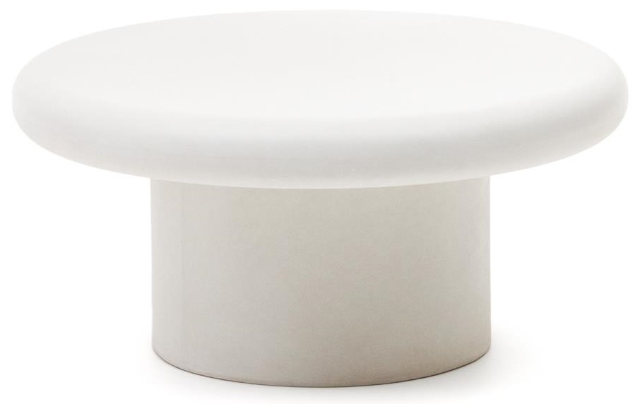 Stolik okrągły w stylu minimalistycznym cement biały ∅90 cm – obraz-1