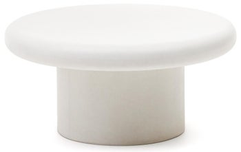 Stolik okrągły w stylu minimalistycznym cement biały ∅90 cm – obraz-1