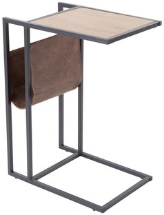 Stolik do salonu z blatem MDF w naturalnym dębie z czarną metalową podstawą – grafika-1.