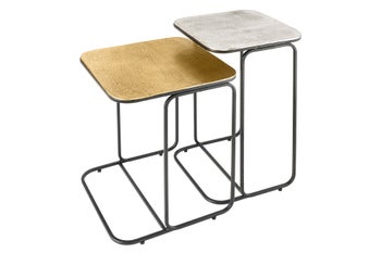 Stolik pomocniczy ABSTRACT zestaw 2, 40 cm złoto–srebro, czarna rama metalowa – grafika-1.