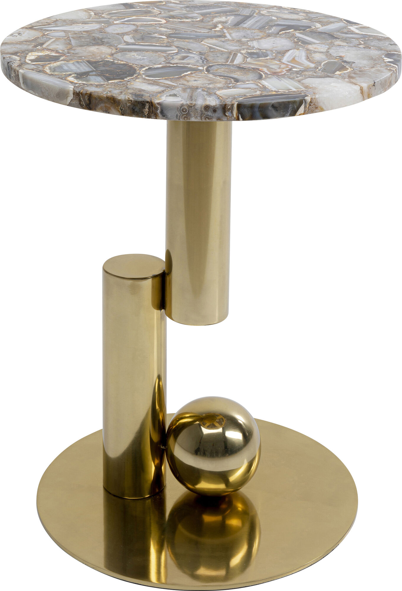 Stolik pomocniczy blat agat podstawa stal nierdzewna złota Ø46x57 cm – obraz-1