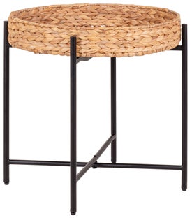 Stolik pomocniczy blat hiacynt wodny nogi czarne Ø50 cm – grafika-1.