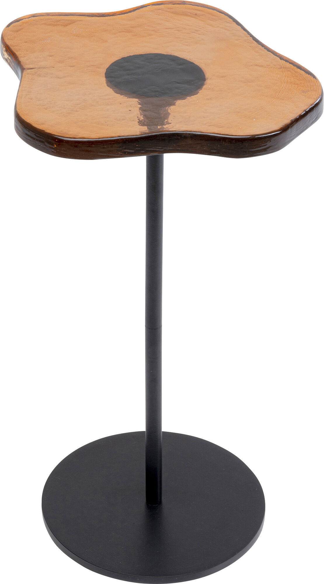 Stolik pomocniczy blat szklany pomarańczowy podstawa czarna stalowa 30xH50 cm – grafika-1.