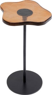 Stolik pomocniczy blat szklany pomarańczowy podstawa czarna stalowa 30xH50 cm – grafika-1.