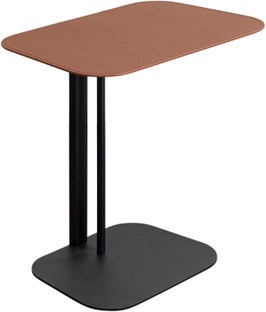 Stolik pomocniczy czarno-brązowy blat tapicerowany 61x39 cm – grafika-1.