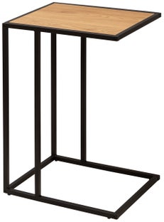 Stolik pomocniczy do salonu płyta mdf dziki dąb naturalny metalowa podstawa – grafika-1.