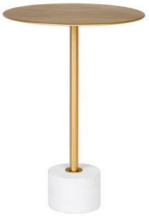 Stolik pomocniczy blat stalowy mosiężny - podstawa marmur biały Ø41x58 cm – grafika-1.