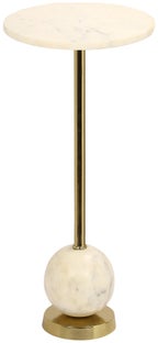 Stolik pomocniczy marmur biały i stal złota Ø26x54 cm – grafika-1.