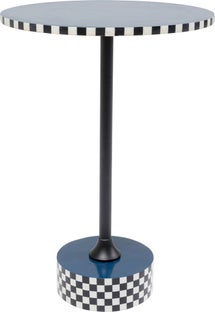 Stolik pomocniczy niebieski MDF i stal Ø40x50 cm szachownica – obraz-1